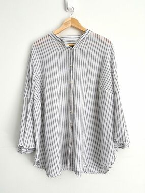 Chaps Linen Cotton Striped Blouse - Resortcore - Size 2X